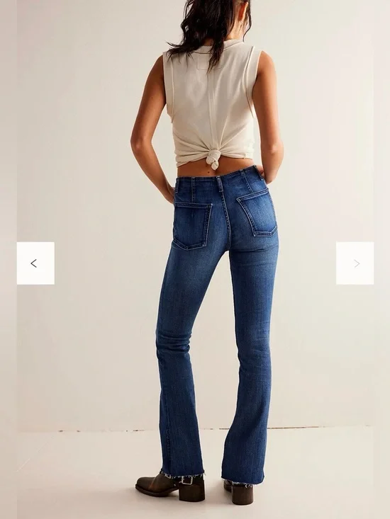 Free People We The Free Level Up Slit Slim Flare Jeans - Picture 5 of 6